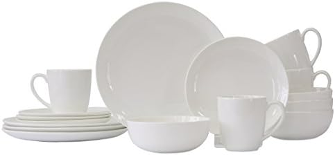 WHITEPEONY Swirl Embossed 16-Piece Bone China Dinnerware Set, Service for 4