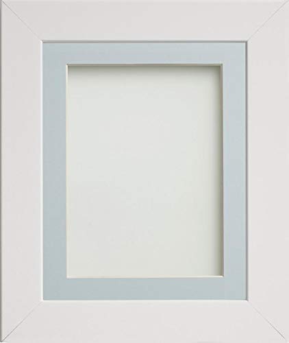 Frame Company Watson Range White 14x11 inch Picture Photo Frame with Light Blue Mount for Image A4 *Choice of Sizes* Fitted with Real Glass
