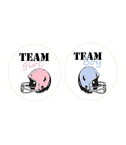 2.5" Set of 40 Football Helmet Team Boy & Team Girl Gender Reveal Party Stickers Labels - Pink & Blue - Thumbnail 3