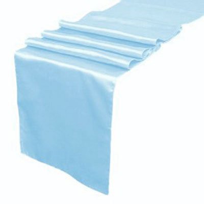 mds Pack Of 10 Wedding 12 x 108 inch Satin Table Runner For Wedding Banquet Decoration- Baby blue