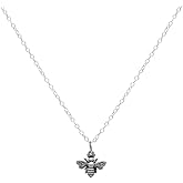 Sterling Silver Bee Necklace – Handmade Dainty Bumblebee Pendant, Gift for Her
