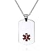 Free Engraving-Women's and Men's Stainless Steel Dog Tag Medical Alert ID Pendant Necklace with 20 