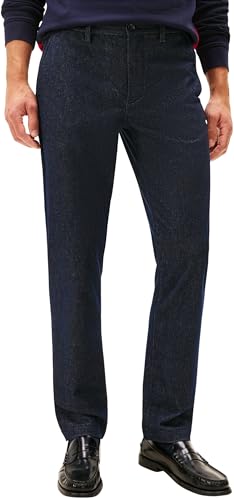Tommy Hilfiger Mens Denton Brushed Marl Straight Fit Chinos, Blue (Desert Sky), 40W/36L