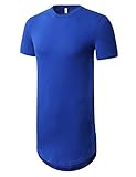 JD Apparel Mens Basic Hipster Hip Hop Elong Crewneck T-shirt L Blue