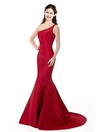 Color E Dress vestido de noche elegante estilo sirena, un hombro, diseño entallado, azul