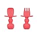 Bumkins Silicone Chewtensils, Baby Fork and Spoon Set, Training Utensils, Baby Led Weaning Stage 1 for Ages 6 Months+ in Red primary