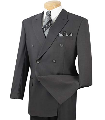 VINCI Men's Premium Solid Double Breasted 6 Button Classic-Fit Suit New