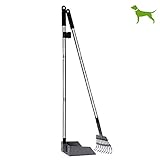NZQXJXZ Pooper Scooper, Pet Poop Tray and Rake with Long Handle, Pet Waste Removal Scoop for Large Dog Small Dog