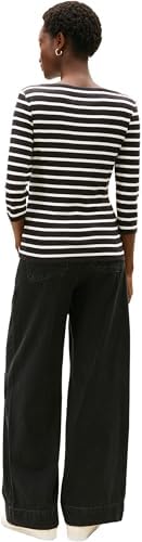 T-shirt de manga comprida para mulher Nova Cody Slim Boat Neck, preto (preto/ecru STP), M