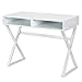 Tangkula White Desk with Storage, Makeup Vanity Table for Bedroom, Multifunctional Study Table with 2 Storage Compartments, Writing Desk for Home Office