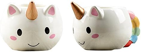Dyshuai Ceramic Hand Printed Unicorn Mug Cat Coffee Mugs White Ceramic Unicorn Coffee Mug (Copper)