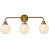 Elegant Lighting Living District Hanson 3-Light Metal Bath Sconce in Brass and Frosted