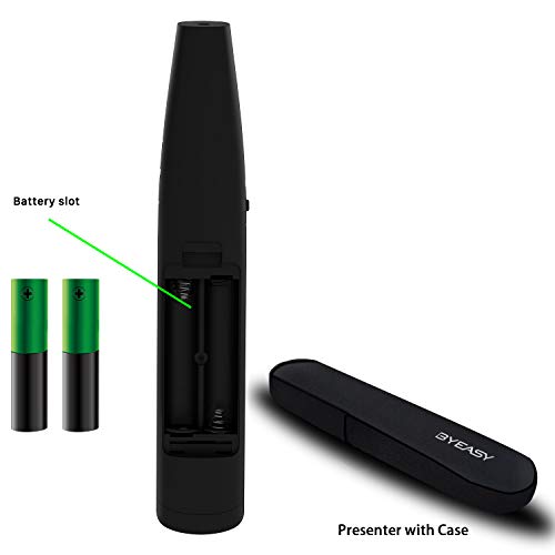 Wireless Presenter, BYEASY Presentation Clicker with Green Laser Pointer for Presentations, RF 2.4GHz PowerPoint Clicker Remote for PowerPoint Presentations and Google Slides- Black - Thumbnail 5