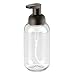 mDesign Round Plastic Refillable Foaming Soap Dispenser Pump Bottle for Bathroom Vanity Countertop - Vintage-Inspired, Compact Container Design - Twain Collection - 2 Pack - Clear/Bronze
