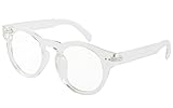 Beison Horn Rimmed Round Eyeglasses Frame Clear Lens 46mm (Transparent, 46)