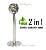 2 IN 1 Stainless Steel Coffee Measuring Scoop for Coffee (15 ml), Coffee & Tea Tools Measuring Tamping Scoop Coffee Tamper Silver