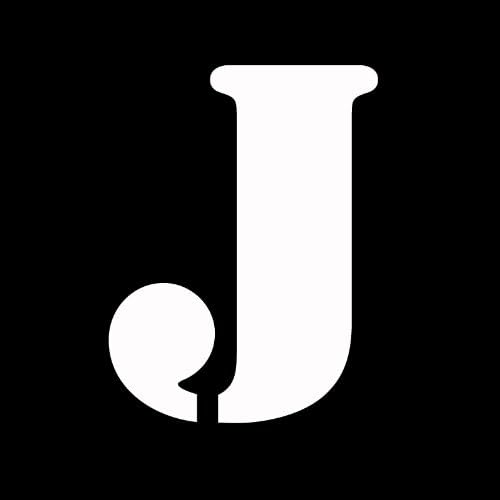 LETTER "J" Stencil Font 5" (color: WHITE) Vinyl Decal Window Sticker for Cars, Trucks, Windows, Walls, Laptops, and other stuff.