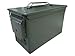 U.S. Military Issue 50 Cal Ammo Can (M2A1/M2A2), Solid Alloy Steel Storage Containers – Watertight & Airtight Army Ammo Box w/Hinged Lid, Locking Latch - Military Grade Ammo Cans Metal