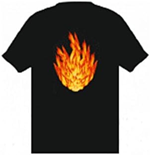 Wood Bonfire FIRE Sound Reactive Equalizer EL Flashing T-Shirt (XX-Large)