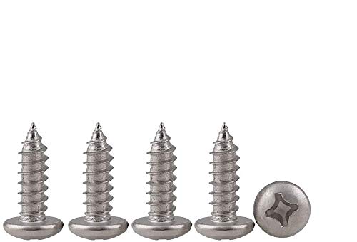 Drenky 100pcs M4 Stainless Steel Self Tapping Screws Phillips Pan Head Srews DIY Woodworking Screws (100PCS M4 x 10mm)