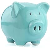KOHIENWO Piggy Bank Classic Cute Ceramic Coin Money Piggy Bank, Mini & Small Makes a Perfect Unique Gift, Nursery DÃ©cor, Christmas Keepsake, Or Savings Piggy Bank for Kids Adult (Blue)