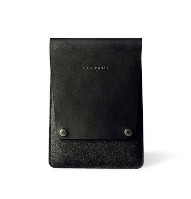 Charbonize Genuine Leather and Wool Felt sleeve case for Apple iPad Mini (Black)