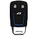 kwmobile Car Key Cover for Audi - Silicone Protective Key Fob Cover for Audi 3 Button Car Key Smart Key (only Keyless Go) - Black/Blue