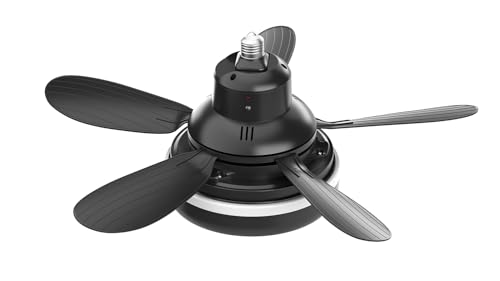 SPARKSOR Plug in Ceiling Fan Light with Remote Control Small Bayonet Screw in Bedroom Ceiling Fan, Energy Efficient Quiet, 55cm, Black