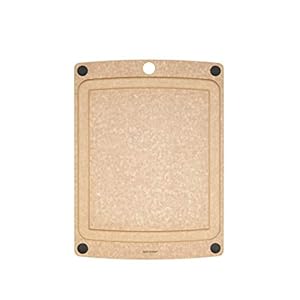 Epicurean Alles-in-één snijplank met antislip voeten en sapgroef, 19,5 cm × 9″, natuurlijk/zwart