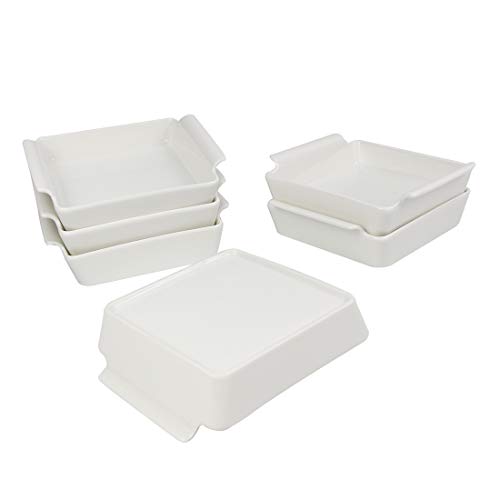Bakeware Set, Rollin 6 Piece Porcelain Baking Dish, Rectangular Baking Pans Set, Lasagna Pan, Casserole Dish for Cooking, Cake Dinner, Kitchen, Banquet and Daily Use