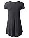 URBANCLEO Womens V-Neck Elong Tunic Top Mini T-Shirt Dress Charcoal Medium