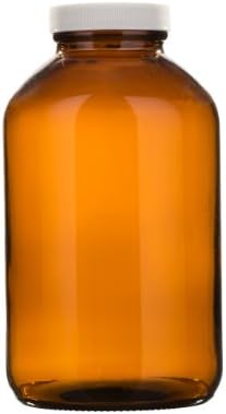 Greenwood Products 05-950WMT123 950mL Amber Wide Mouth Packer Assembled w/53-400 PTFE Lined Cap, Certified (12/cs)