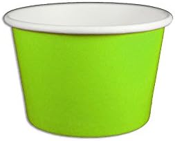 Yocup 8 oz. Solid Lime Green Paper Ice Cream / Frozen Dessert Cup - 50 ct