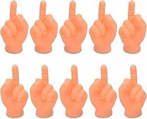 10 Pcs Fun Middle Finger Hands Premium Rubber Little Tiny Finger Hands Realistic Design Hilarious Finger Puppets Mini Hand Dolls Storytelling Props Funny Finger Puppets