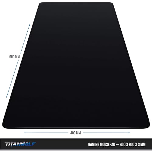 TITANWOLF - XXL Speed Gaming Mauspad Titanwolf Schwarz 900 x 400mm - XXL Mousepad - Tischunterlage Large Size - verbessert Präzision und Geschwindigkeit thumbnail 2