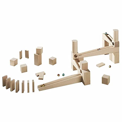 HABA Ball Track Starter Set - 44 Piece Wooden Marble Run for Beginner to Expert Architects Ages 3 to 10 (Made in Germany)