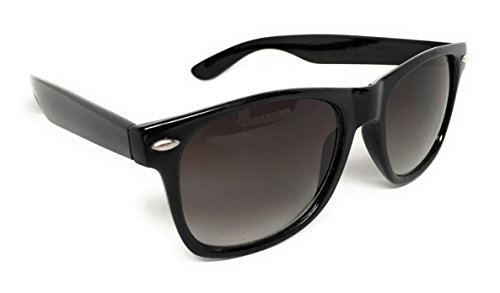 WebDeals - Color Mirror Reflective Clear Dark Horn Rimmed Large Square Sunglasses (Black, Gradient Lenses Smoke) - Thumbnail 2