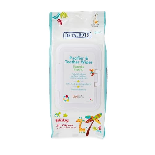 Dr. Talbot's Pacifier and Teether Wipes Naturally Inspired with Citroganix, Vanilla Milk, 48 Count, 1 Pack