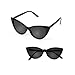 Retro 50's Costume Accessories Set Polka Dot Chiffon Scarf Cat Eye Glasses Bandana Tie Headband & Earrings for Girls Women Ladies Dress Up (Black)
