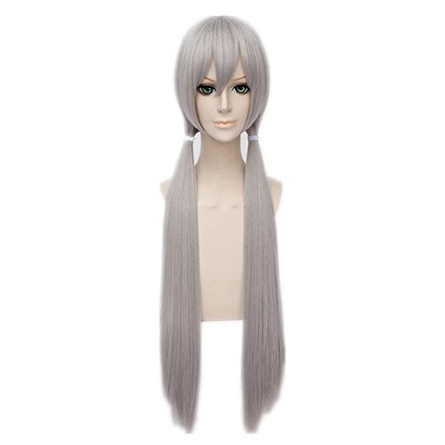 Kadiya Women Long Grey Cosplay Wigs Ladies Club Party Daily Use Hair Pigtails