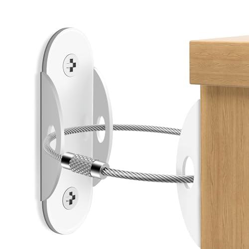 RORMGO Anti Tip Furniture Anchors (6 Packs) Furniture Anchors for Baby Proofing, Earthquake Straps for Furniture Dresser Wall Safety Anchor Furniture Safety Straps Wall Straps, White