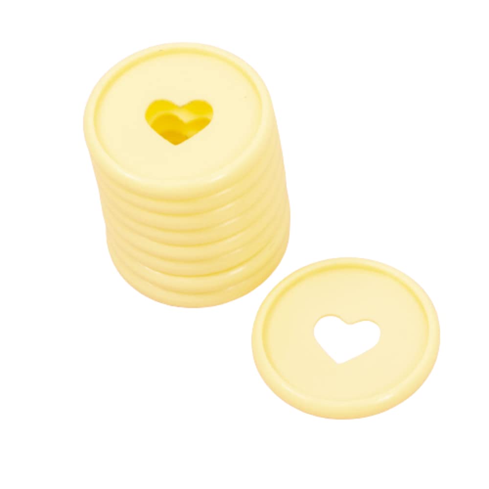 Craftelier - Plastic Disc Rings M with Die Cut Heart for Binding Planners or Albums | Ideal for Scrapbooking and Other Crafts | Pack of 9 pcs 35 mm Diameter - Colour Pastel Yellow