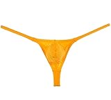 Men's Breath Hole Thong Bulge Pouch Bikini G-string Underwear T-back Male Micro T-back Thongs Yellow XL