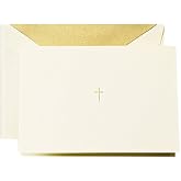 Crane &amp; Co. Hand Engraved Ecruwhite Gold Cross Note (CF1444)