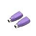 SenseYo 2 Pack USB Female to PS2 Male Keyboard Adapter Mouse Mice Adapter Converter, Purple