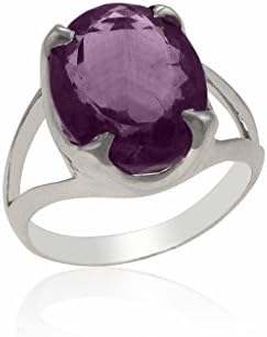 Large 15mm Faceted Purple Amethyst Cocktail Ring in Sterling Silver - size 9