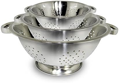 ExcelSteel Colander Set Stainless Steel | Nesting Design | Mirror Polished Oversized Handles 1-4 Quart, Set of 3 (Pack of 6) Image