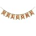 Uniwish Welcome Banner Party Decorations Vintage Rustic Burlap Bunting Sign Home Fireplace Décor, Glitter Red Letters