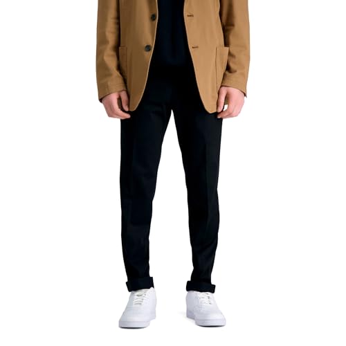 Haggar mensHC10890Premium No Iron Khaki Slim Fit Flat Front Casual Pant Casual Pants - Black - 29W x 32L