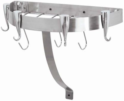 Concept Housewares Stainless Half Round Wall Pot Rack, Gray, 20 inch